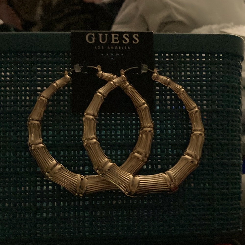 Guess bamboo large hoops